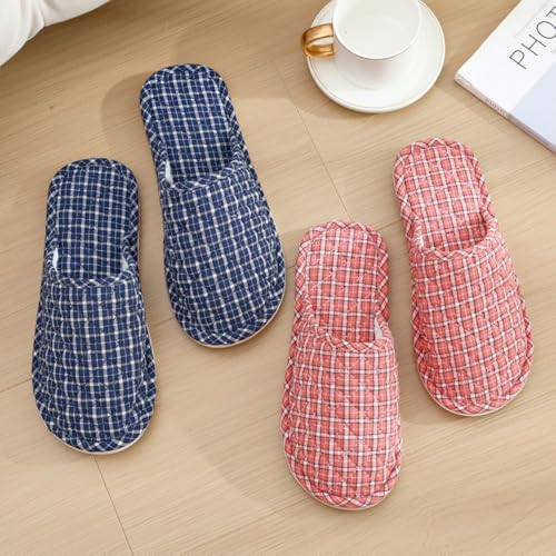 Premium Comfort All Seasons Checker Plaid Silent Cushion Sole Women's House Slippers Indoor Soft Home Slip On Shoes2