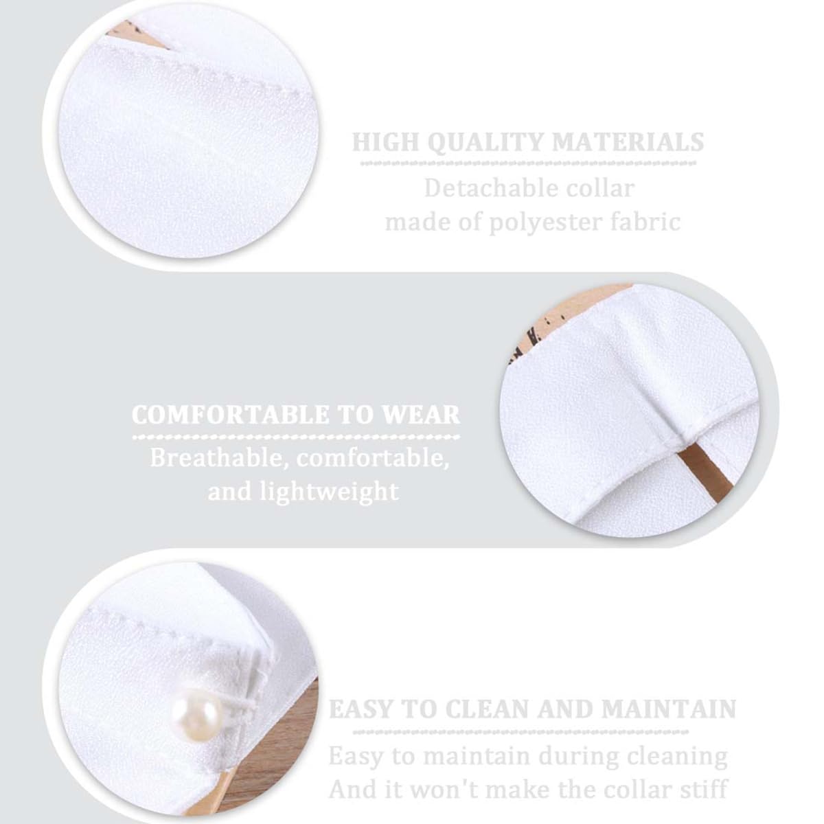LEEQ Cuello Falso Desmontable para Femenino - 2PCS Falso Cuello cordón de la cuellos postizos, Falsa Punta de Solapa, Accesorios de Ropa, Media Camisa de Cuello Falsas(Blanco/Negro)