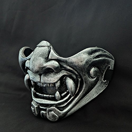 tripple_777 Custom Halloween Costume Cosplay BB Gun Kabuki Samurai Evil Demon Oni Airsoft Mask silver MA229