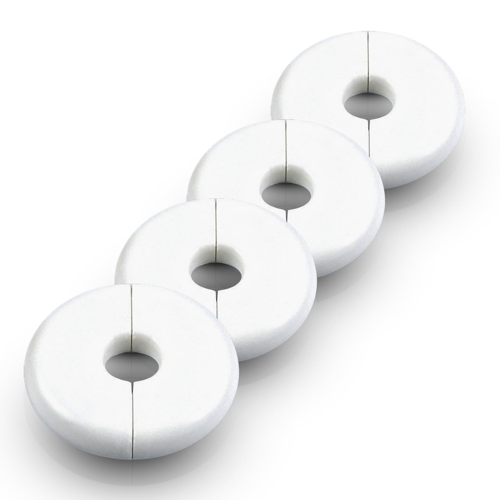 Thfaeyta Wall Grommets for Cables 2 Pcs, White Self Adhesive Cable Grommet Wall Hole Cover for Wires Bushing Routing Cables Home Office Indoor (4, White)