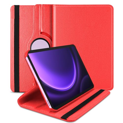 Image of TGK Rotating Cover for Samsung Galaxy Tab S9 FE 10.9 inch Tablet 360 Degree Rotating Leather Flip Case (Red)