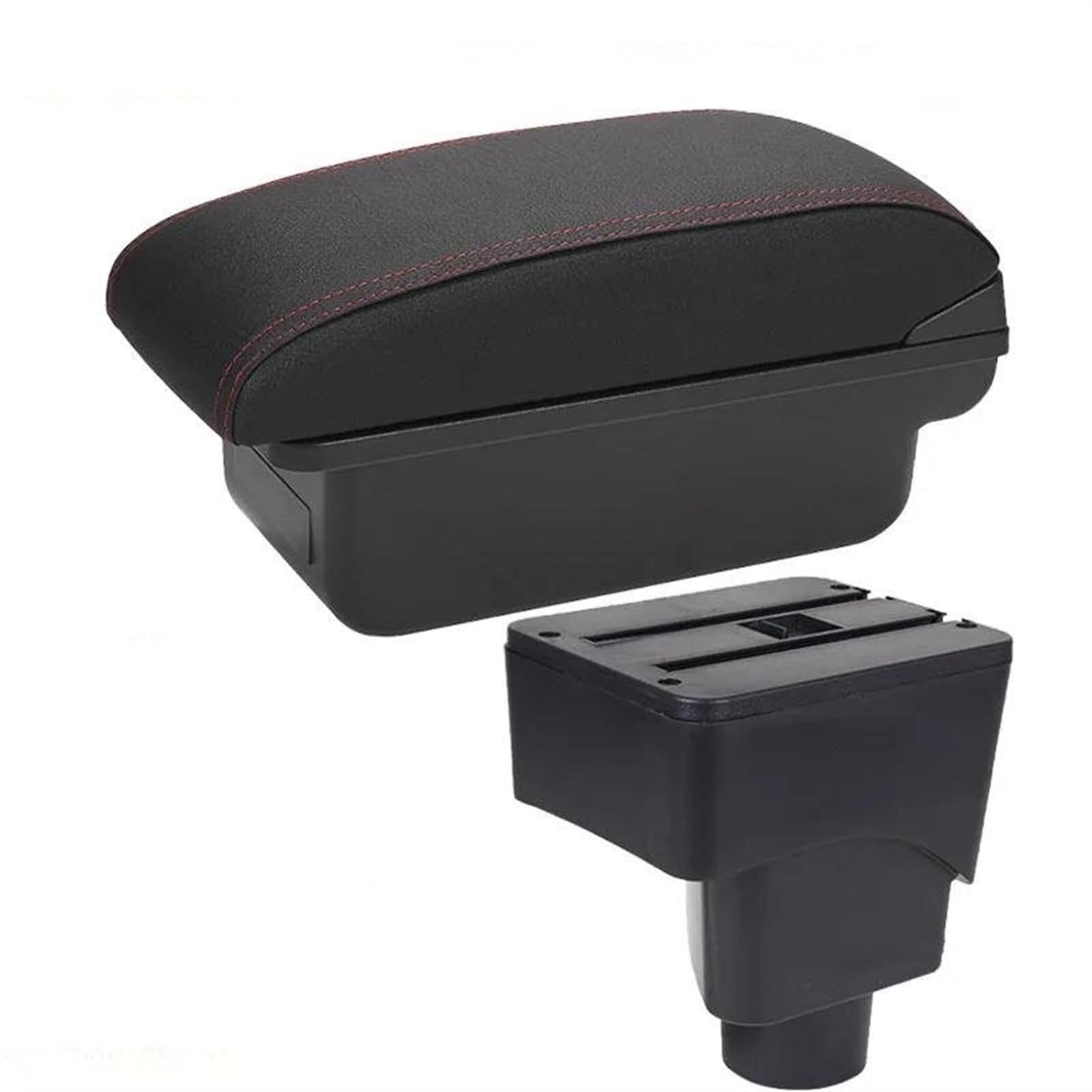 NOHEEU Car Modification Interior Accessories Seat Armrest Box Storage For EcoSport 2013 2014 2015 2016 2017(C1 Black red NO USB)