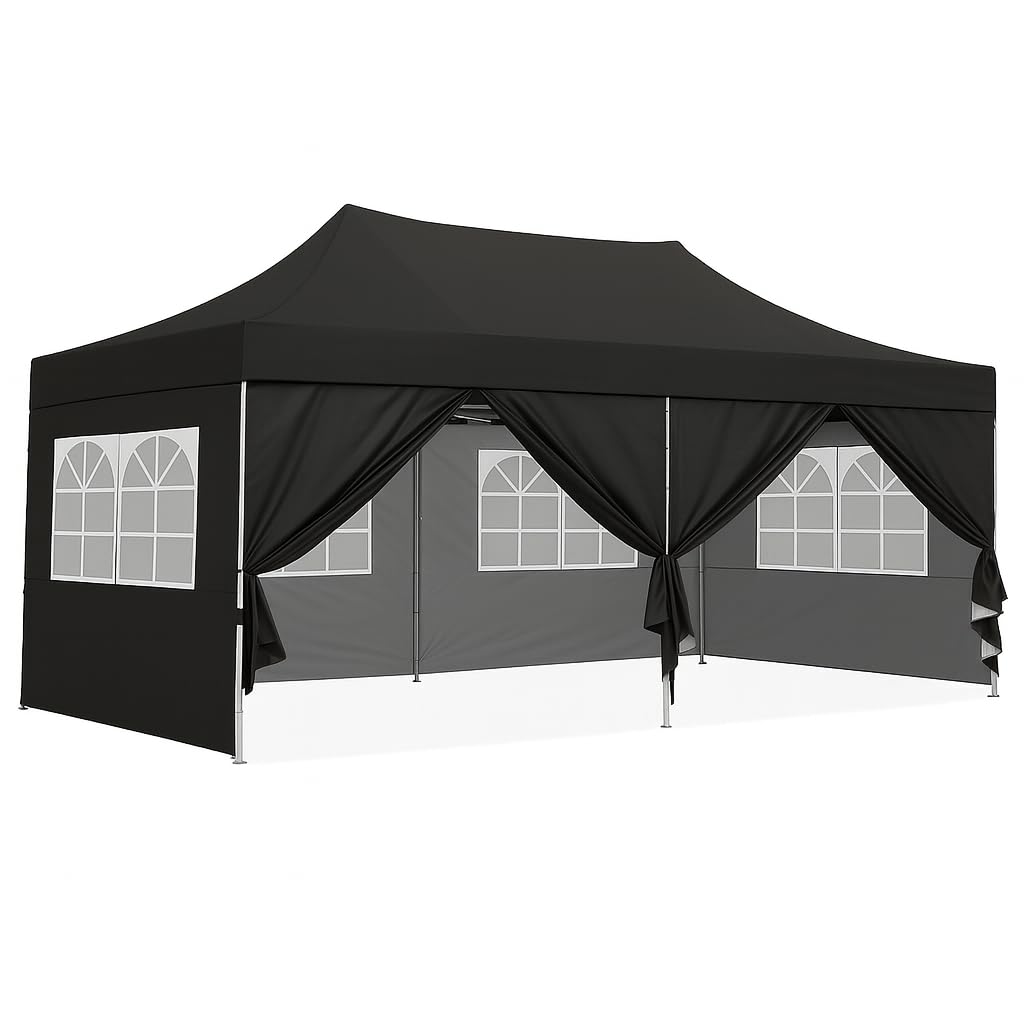 Beyond Sky Pop Up Gazebo Tent –Waterproof Canopy with 3 European Covers & Curtains UV Protection 920D Fabric 50KG Frame 2-Min Setup -10x20 Black-image-46