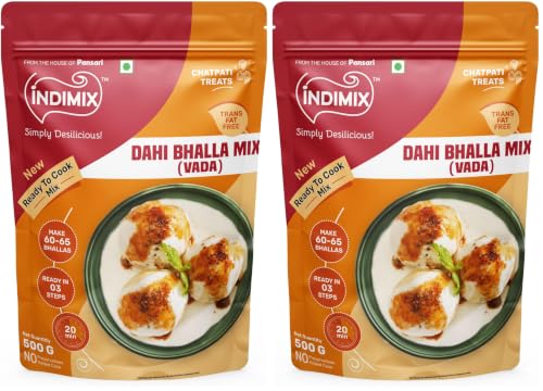Image of INDIMIX Ready-to-Cook Dahi Bhalla Mix | Instant & Fluffy | No Preservatives | Premium Urad Dal | 500g (Pack of 2)