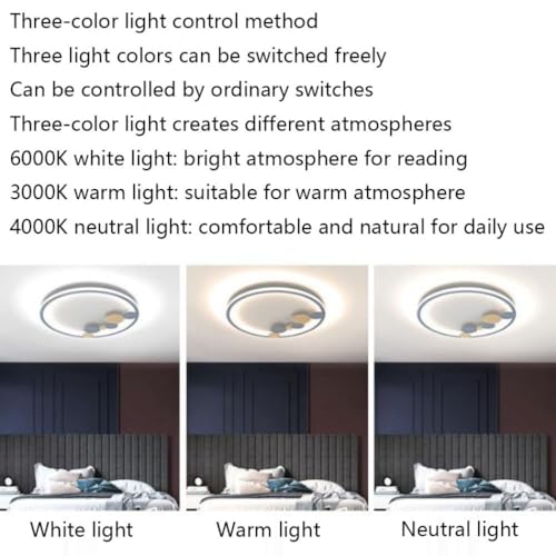 Plafonnier LED style nordique à intensité variable trois couleurs pour salon