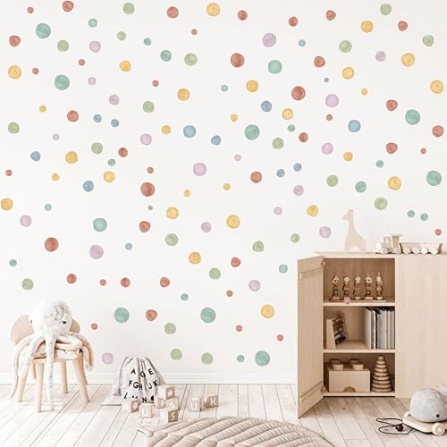 Colorful Dot Decal,Watercolor Polka Dots Wall Sticker DIY Decoration for
