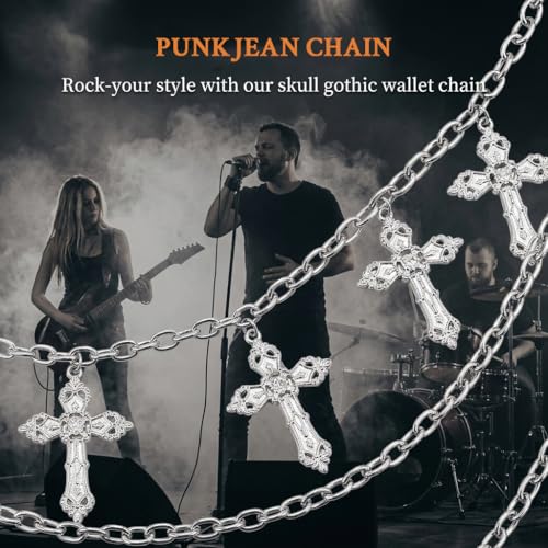 Image of GUSTAVE Layered Pants Chain for Men Punk Gothic Silver Jean Belt Trousers Chains Harajuku Street Wallet Pocket Keychains Waist Pocket Cool Hip Hop Rock Biker Goth Body Accessories