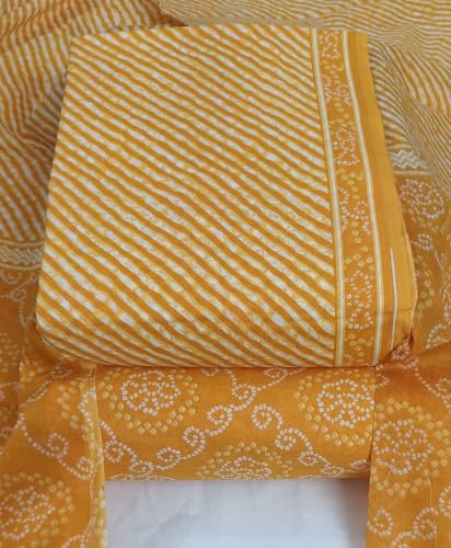 Image of DRAVINAM Trends Women's Premium Cambric Cotton Jaipuri Printed Unstitched Salwar Suit Dress Material with Mulmul Cotton Dupatta