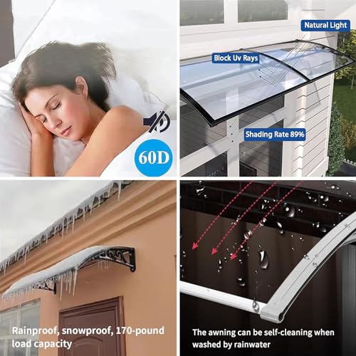Window-Awning-Door-Canopy-with-Plastic-Steel-Bracket-Window-Door-Awning-Canopy-Outdoor-Front-Door-Patio-Canopy-Outdoor-Patio-Awning-Canopy-Awnings-for-Doors-SmokeGray-60x100cm24x40in Window Awning Door Canopy with Plastic Steel Bracket Window Door Awning Canopy Outdoor Front Door Patio Canopy Outdoor Patio Awning Canopy Awnings for Doors SmokeGray 60x100cm24x40in
