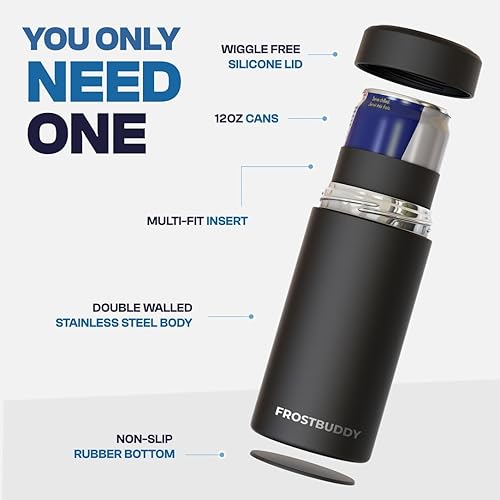 Miniatura 4 de Frost Buddy Mini enfriador de latas universal  Se adapta a latas delgadas de 12 onzas y 7.5 onzas  Acero inoxidable aislado al vacío  Mantiene las