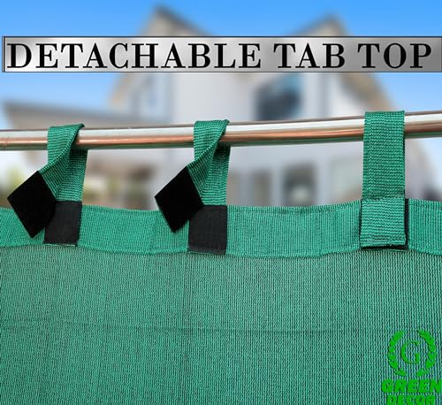 Image of HDPE Fabric 85-90% Sun Blockage & UV Protection Detachable Tab Top Balcony & Outdoor Curtains Temperature Reducing for Window&Door Curtains(GreenBlack Color 4.5X9 Feet) Pack of 2 Piece