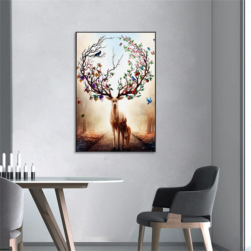 Amazon.co.jp: 鹿 アートパネル 1枚セット 飾り絵 水彩 鹿の角 抽象画