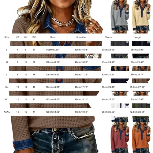 Womens Waffle Knit Tops Long Sleeve Henley Shirt Fall 2026 - image 8