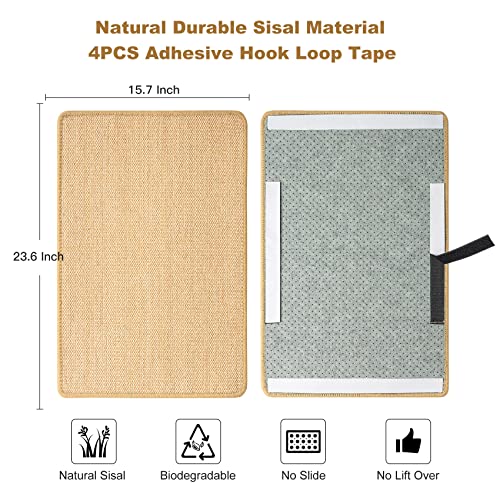 Chicwow Cat Scratcher, Cat Scratch Pad With Adhesive Hook Loop Tape, Sisal Fabric Cat Scratching Pad, Stick On Floor Carpet Couch As Cat Scratch Furniture Protector, Cat Wall Scratcher, 23.6 X 15.7 In #TOP1