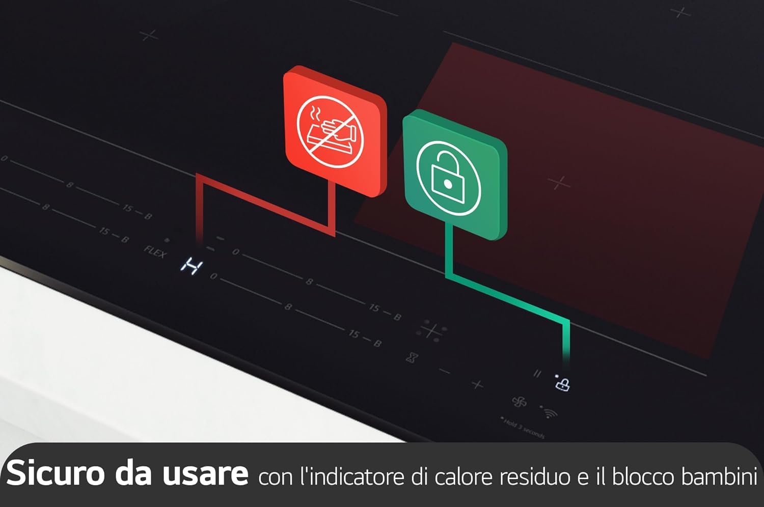 LG CBIZ2437B Piano Cottura Induzione 60cm, Potenza da 2,5 a 7,4kW, 4 Zone Totali, 2 Zone Flex, 15 Livelli di Potenza + Boost, Controlli Touch Slide Indipendenti, Wi-Fi, Vetro Ceramico SCHOTT, Nero