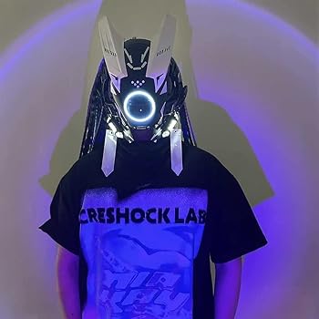 Amazon.co.jp: [TUKRKRS] サイバーパンクマスクヘルメット LED