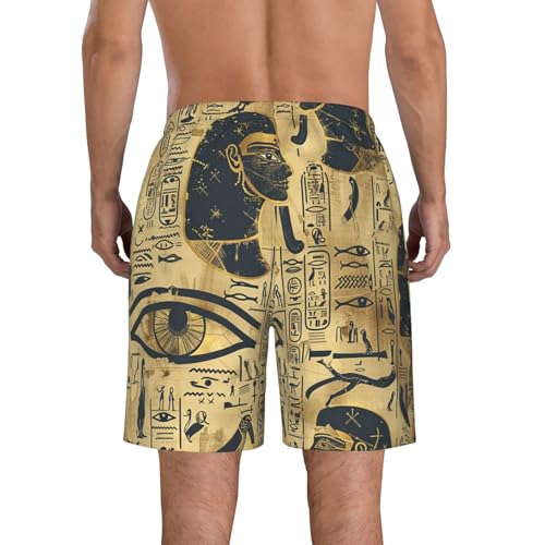 Men's Quick Dry Swim Shorts Egyptian Hieroglyphs Mystical Eye Scarab Pharaoh Vintage Beach Trunks with Pockets2