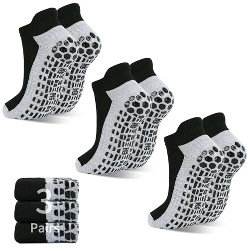 Recopilación de Ropa de Yoga y Pilates para Hombre . 44 SkiBeaut Calcetines antideslizantes para hombre, 3 pares, ideales para Taichi, Pilates, Yoga y uso hospitalario. Calcetines tobilleros acolchados antideslizantes, talla US 8-10.