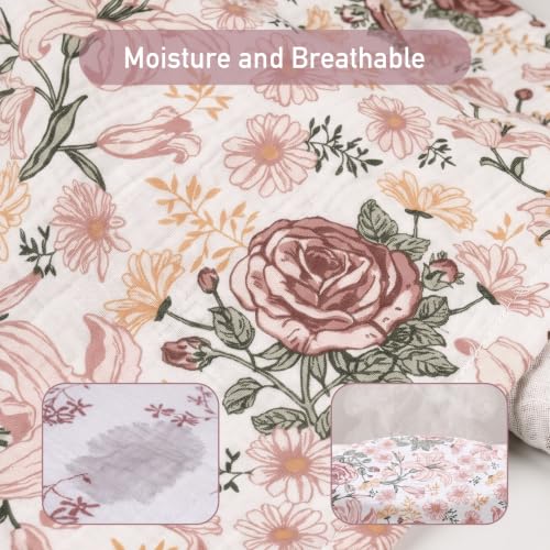 Image of GLLQUEN BABY Muslin Swaddle Blankets for Newborn Girls, Large 40''x38'' | 3Pk, 100% cotton, ultra soft and breathable, gentle on sensitive newborn skin, Multi-use as swaddle wrap, receiving blankets