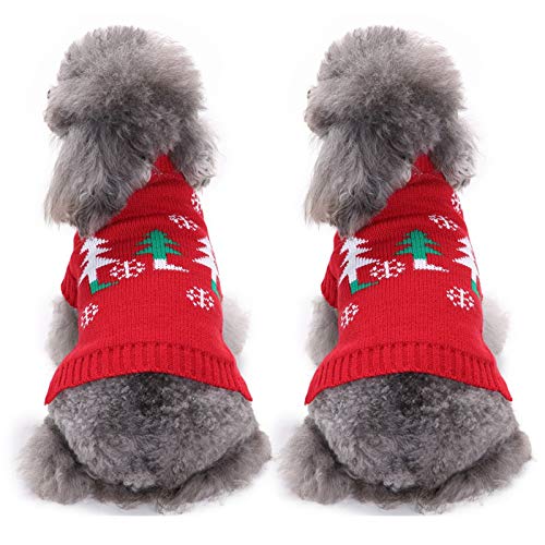 Dogs Sweaters Knitwear Winter Clothes Christmas Xmas Pet Clothes Dog Holiday Sweaters Classic Warm Coats Snowflake Argyle Sweater for Kitty Puppy Cat New Year Gift,2 Pack,XXL