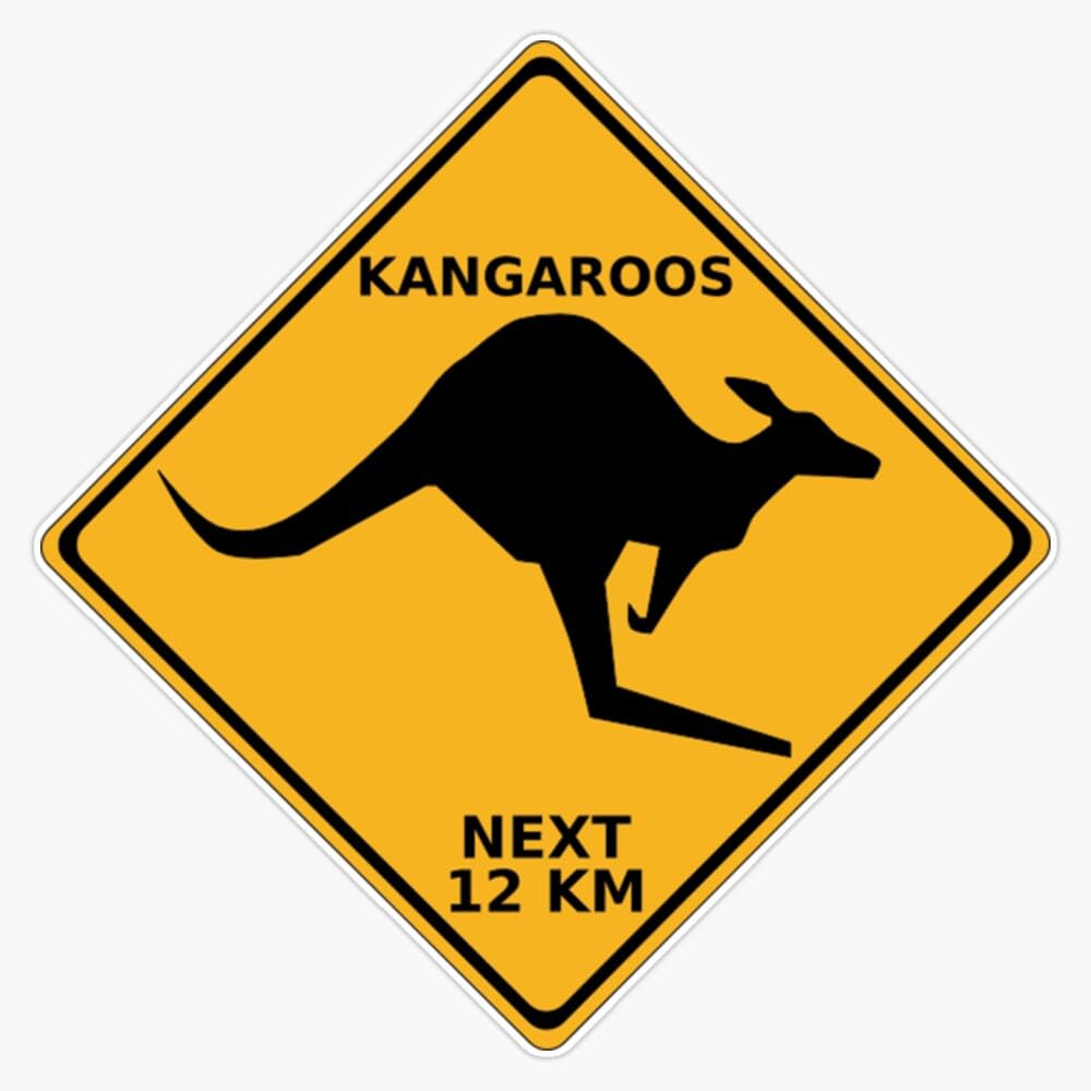 LAD StudioAustralian Kangaroo Roadsign Window Bumper Sticker Decal 5"