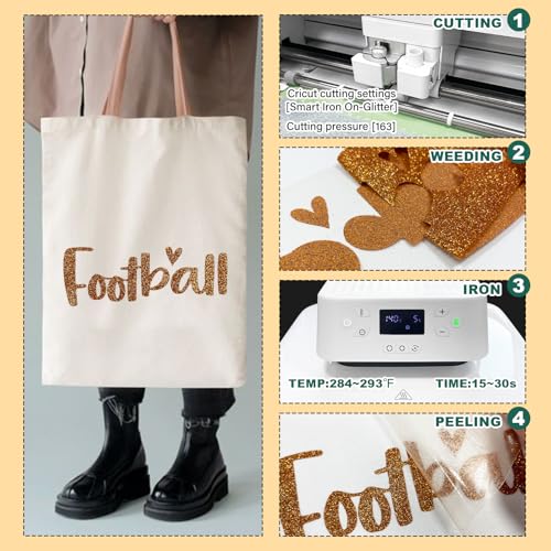 Image of Glitter Heat Transfer Vinyl 30-Color Pack, 12 inchx10 inch Perfect for T-Shirts, Bags & Shoes | Compatible with All Cutter Machines | Easy to Cut, Weed & Apply | Durable, Washable & Long-Lasting Designs