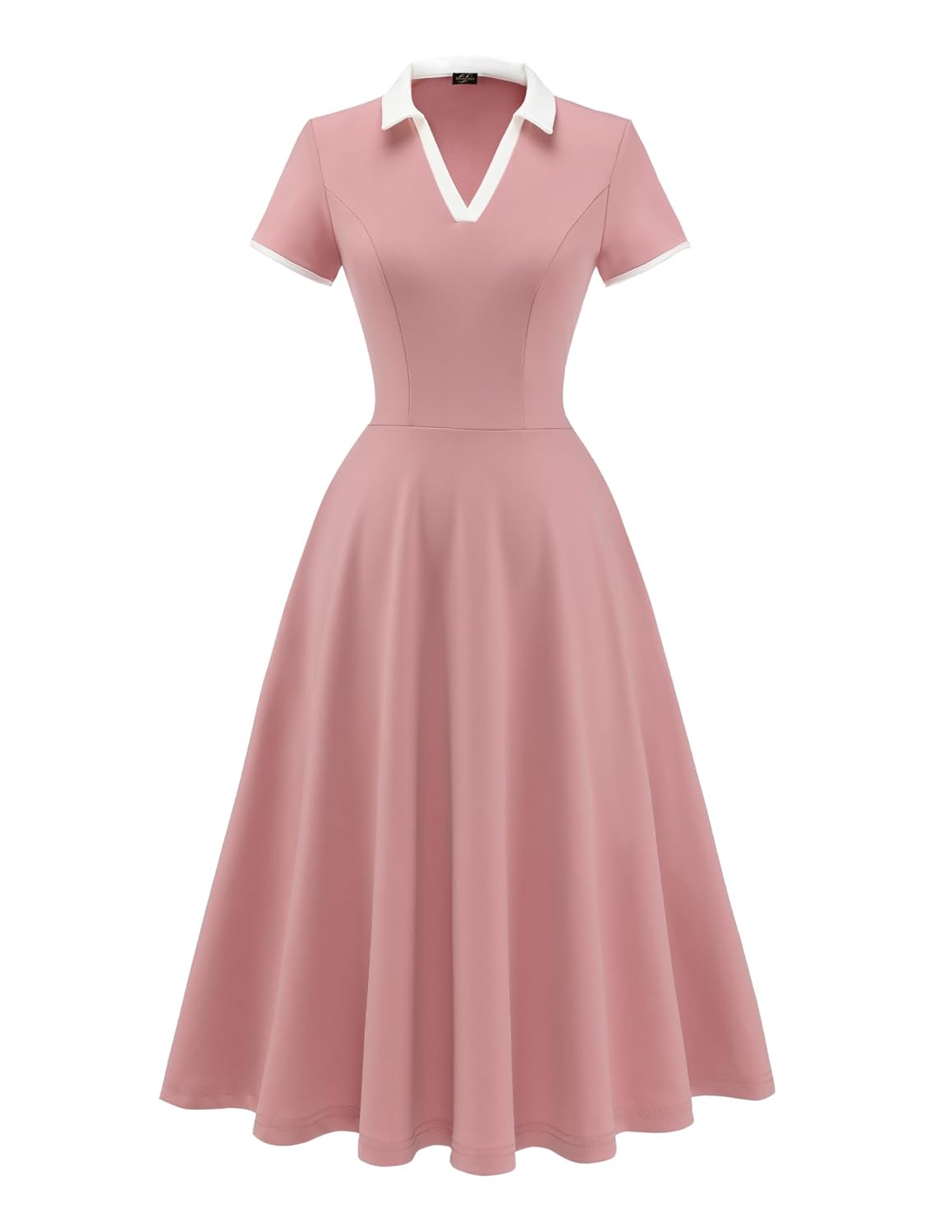 Dressystar Women V Neck 1950s Vintage Short Sleeves Dress Retro A Line Swing Rockabilly Cocktail Party Dresses with