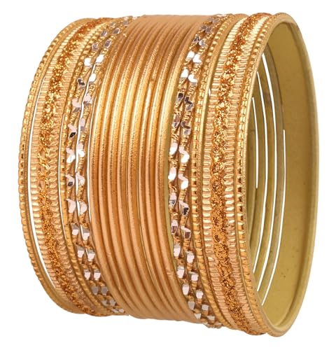 Touchstone New Colorful Bangle Collection Indian Bollywood Alloy Metal Textured Golden Color Designer Jewelry Bangle Bracelets Set of 18 in Antique Gold Tone for Women. by Touchstone - Used condition - US$8.34