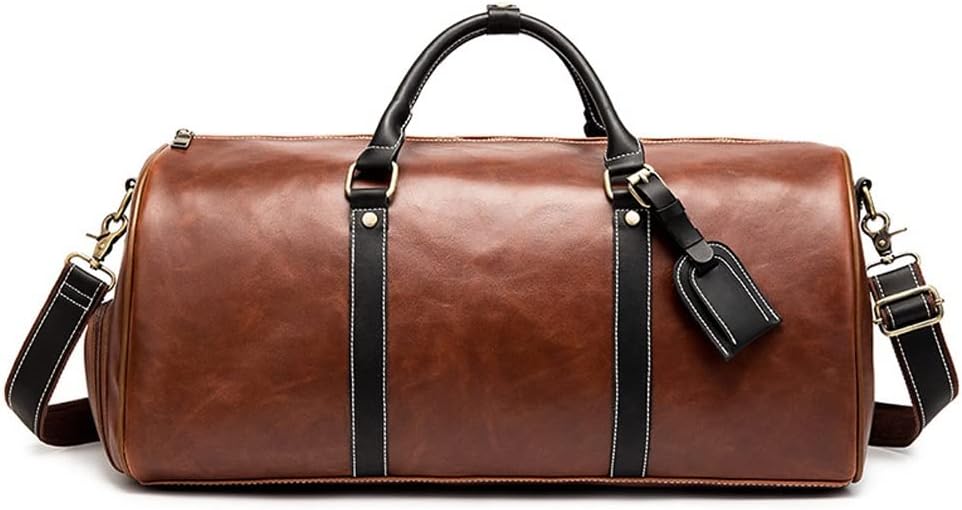PU Leather Gym Bag Men Brown Fitness Handbag for Women Shoes Storage Shoulder Sports Outdoor