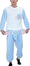 Rigolo Ensemble Pyjama Homme Femme en Polaire Trompe Éléphant avec Sifflet Vêtements de Nuit 2 Pièces Hiver Chaud Doux et Confortable Chic Unisexe Hauts et Bas de Pyjama en Polaire