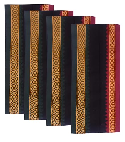 Image of Handloom Cotton + Polyester Mix God Towel | Gamcha /Angocha Towel | Fast Absorbing Bath Towels |Pack of 4 | Size 76 x 168 cm | Black
