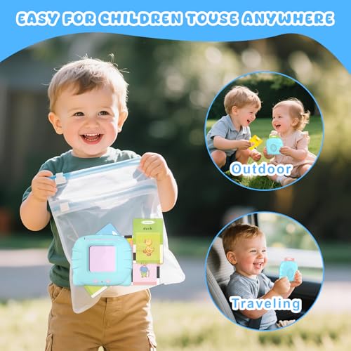 Toddler Talking Flash Cards for 1 2 3 4 5 Year Old Boys and Girls - Language Sensory Learning Device with 224 Sight Words - Montessori,Pocket Speech Therapy,Autism Toys,Christmas Birthday Gift - Blue — view 4
