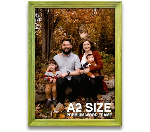 Image of A2 Photo Frame | Frame For Wall Decoration | Photo Frame For Wall Big Size Branded | Green Wood Frame For Wall | Best For Living Room & Gift (A2, 16.5x23.4 inch, Green)