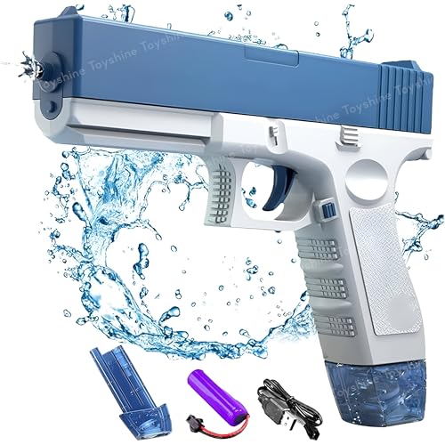 Image of Toyshine Electric Holi Water Pistol Toy Gun Rechargeable With Pressure Mechanism For Range Upto 30 Plus Feet A Powerful Squirt Guns For Kids Pool Beach Party Games And Outdoor Water Fun - Blue