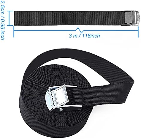 4 Pack Ratchet Tie Down Straps, 3m x 25mm Adjustable Retaining Tensioning Belts, Heavy Duty Lashing Straps with Buckle for Motorcycle, Vans, Trailer, Trucks, Luggage, Cargo.