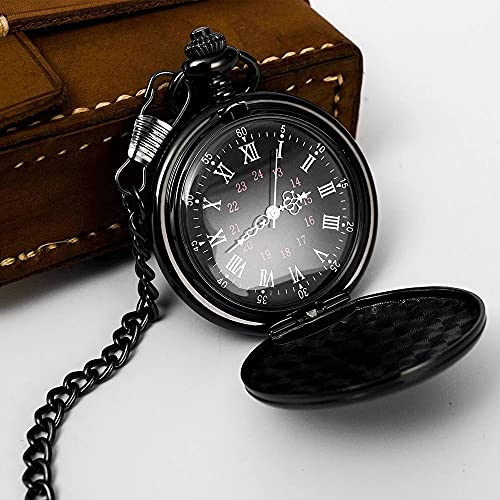Image of Smooth Pocket Watch Alloy Steel Quartz Roman /Arabic Numerals with 37cm Chain for Father's Day Xmas Best Gifts