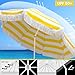 MMLeYN Striped Fringe Yellow Umbrella Outdoor Patio, 6.5FT Patio Umbrella with UV Protection, Waterproof Beach Umbrella with Tilt, 8 Ribs Outdoor Sunshade for Pool, Detachable for Sand