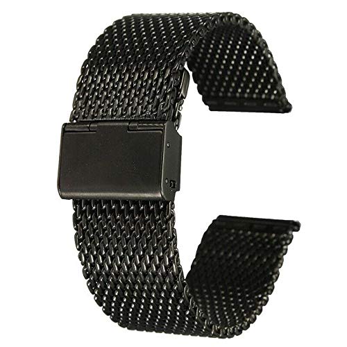 ELECTROPRIME 2X(22mm Unisex Stainless Steel Chainmail Watch Strap Band New Year Gift bla W6H6
