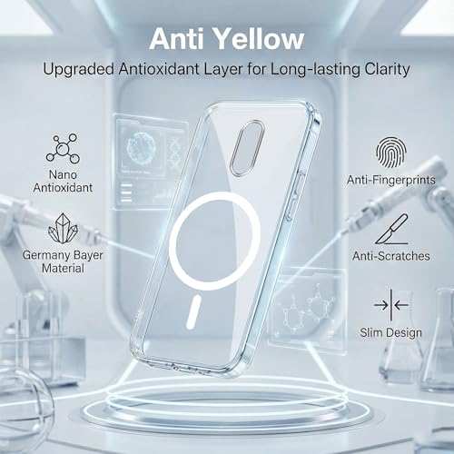 Image of Jkobi Lifetime Anti-Yellow MagSafe Compatible Clear Back Cover Case for OnePlus 7 (Sleek Hard Crystal | Shockproof and Camera Protection)