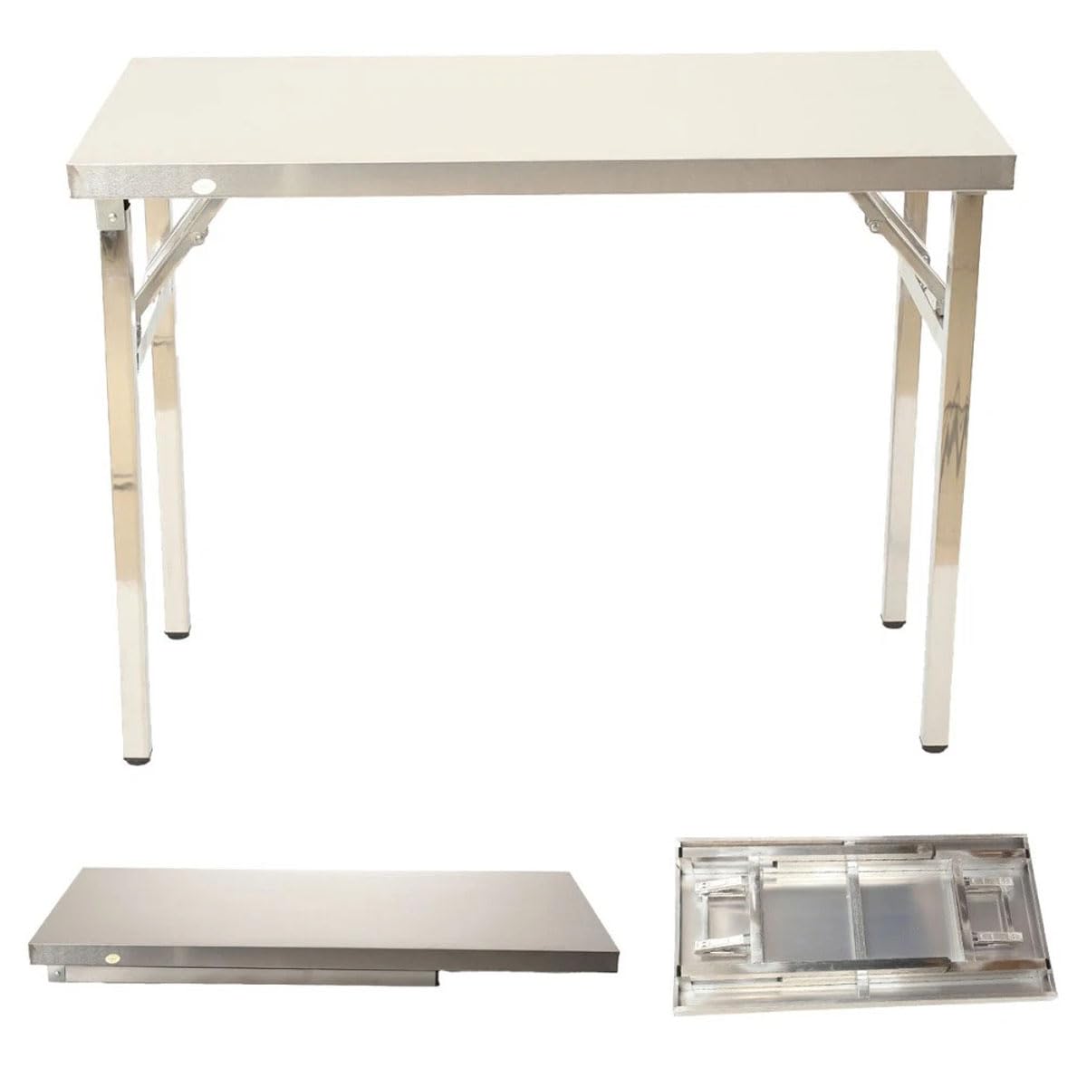 Edelstahltisch Klappbar 100 x 50 x 75 cm - Arbeitstisch, Küchentisch, Edelstahl Zubereitungstisch | Gastronomietisch klappbar, Klapptisch, Serviertisch | Tisch für Küche und Gastronomie