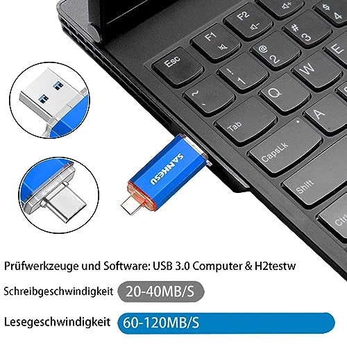 USB-Stick 512GB SANKESU mit USB 3.0 und USB-C für PC, Tablet und Smartphone