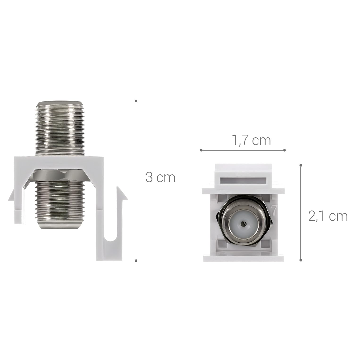 kwmobile 6x Embase Keystone Prise F - Module Connecteur pour Câble TV Satellite Prise F Standard - Montage Snap-In - Panneau de Brassage