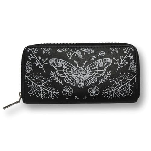Ro Rox Deathmoth Wallet - Gothic Moth & Floral Black Zip Wallet for Women & Men Ro Rox Deathmoth Wallet - Gothic Moth & Floral Black Zip Wallet for Women & Men
