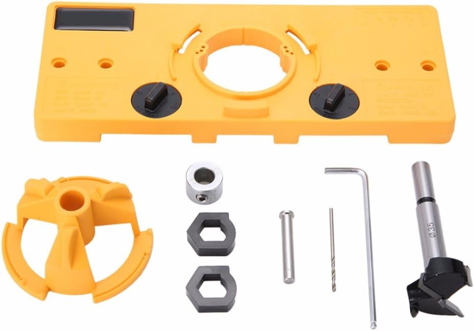 Evwoge 35mm Hinge Hole Saw Jig Drilling Jig + 35mm Drill Set Hinge Hole