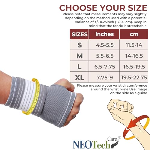 Neotech Care Hand Palm Wrist Support with Adjustable Compression Strap (Grey Colour, Size S, 1 Unit) - Image 3