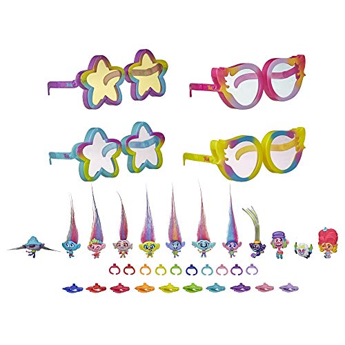 Trolls DreamWorks World Tour Tiny Dancers Rainbow Edition Pack with 12 Tiny Dancers Figures, 4 Sunglasses, 10 Small Rings, 10 Barrettes, Toy for Kids 4 and Up (Amazon Exclusive)