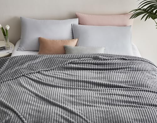 Image of KMUSET Fluffy Blanket Throw - Single-Layer Lightweight & Warm, All-Season Home Decor,Home Decor,Cozy Blankets and Throws,Light Grey, 60 inchx80 inch