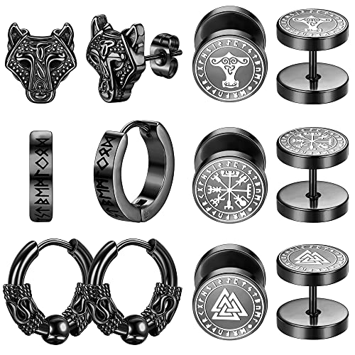 Dochais 6 Paar Ohrringe für Herren Damen (Schwarz) Cover