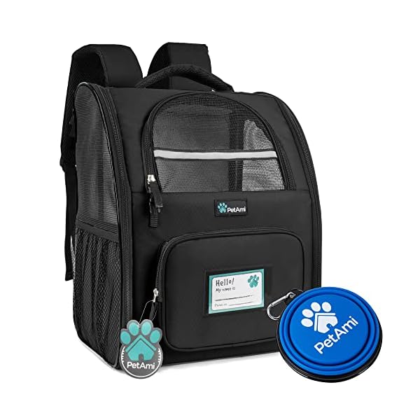 PetAmi Dog Backpack Carrier for Small Large Cat, Pet, Puppy, Ventilated Pet Hiking Backpack Travel Bag, Airline Approved Cat Backpack Carrier, Camping Biking Dog Bag Up to 18lbs Pet, Black