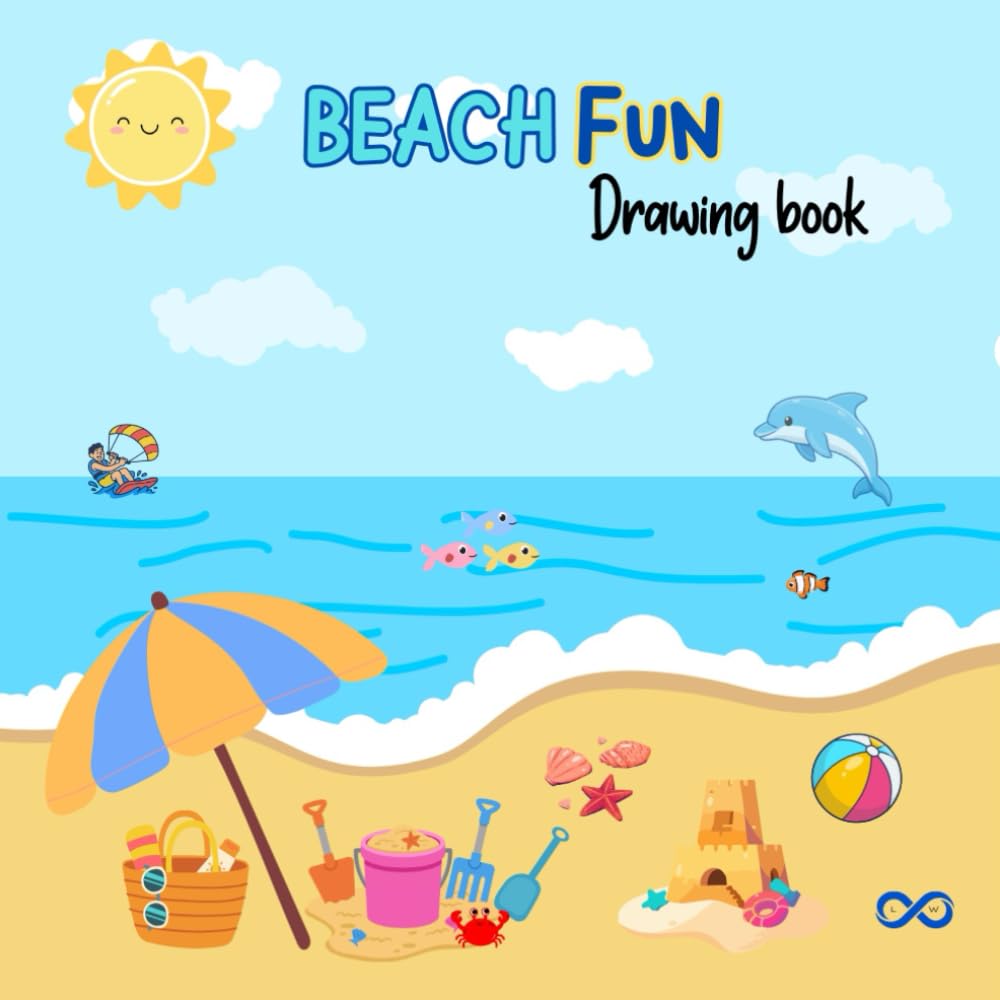 Beach Animals & Summer Fun Coloring Book for Kids: Cute Ocean Creatures, Fun Beach Activities & Easy Bold Coloring Pages 8.5" x 8.5" Square Format
